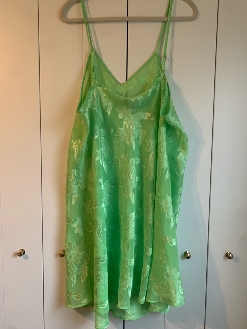 Vintage Lane Bryant Green Floral Sheer Slip Dress lingerie Size 22/24 - Picture 3 of 4